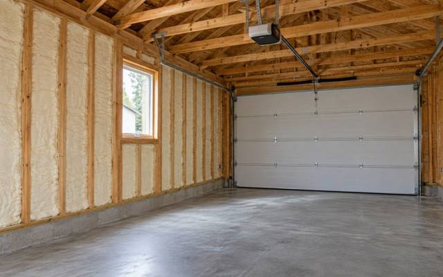 Attached garage with spray foam in the walls