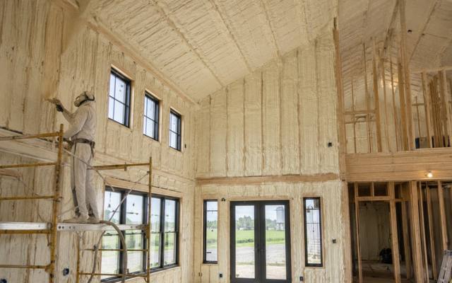 New home great room with spray foam in every wall in Waterloo